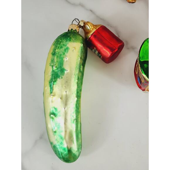 Christmas Blown Glass Tree Ornaments Harold Cop Cowboy Santa Cable Car Pickle x5 - Picture 5 of 16